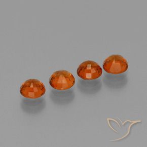 Spessartite Garnet Gemstones in 4.7 mm Size for Sale, Spessartite Garnet Stones in Deep Orange Color