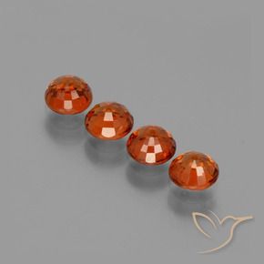 Spessartite Garnet Gemstones in 4.5 mm (calibrated) Size for Sale, Spessartite Garnet Stones in Reddish Orange Color