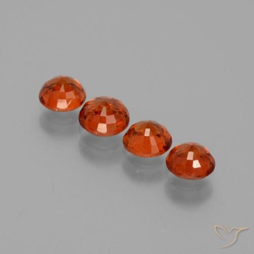 Spessartite Garnet Gemstones in 5 mm (calibrated) Size for Sale, Spessartite Garnet Stones in Amber Orange Color
