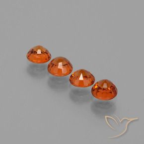 Spessartite Garnet Gemstones in 4.5 mm (calibrated) Size for Sale, Spessartite Garnet Stones in Medium Orange Color