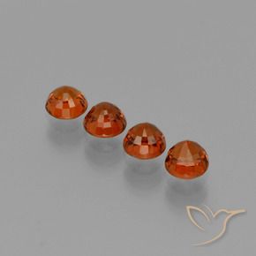 Spessartite Garnet Gemstones in 4 mm (calibrated) Size for Sale, Spessartite Garnet Stones in Medium Orange Color