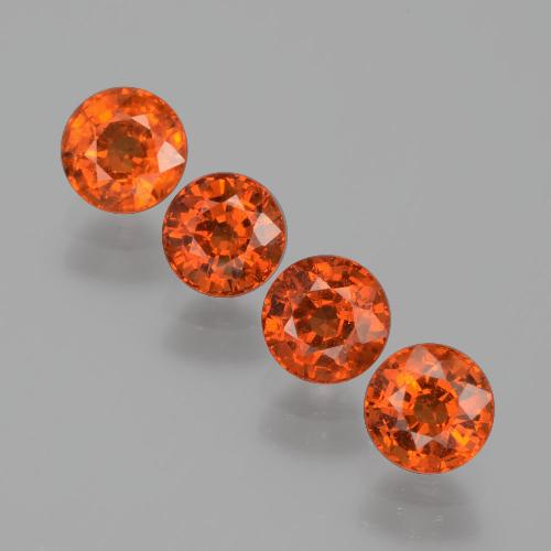 Ámbar naranja Granate Espesartina Gema - 0.8ct Faceta Redonda (ID: 401926)