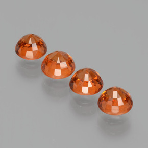 Spessartite Garnet Gemstones in 5 mm (calibrated) Size for Sale, Spessartite Garnet Stones in Amber Orange Color