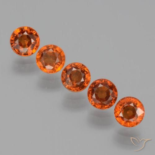 2.53 ctw Orange Spessartite Garnet Gemstones, Spessartite Garnet Gems in Round Facet Shape for Sale.