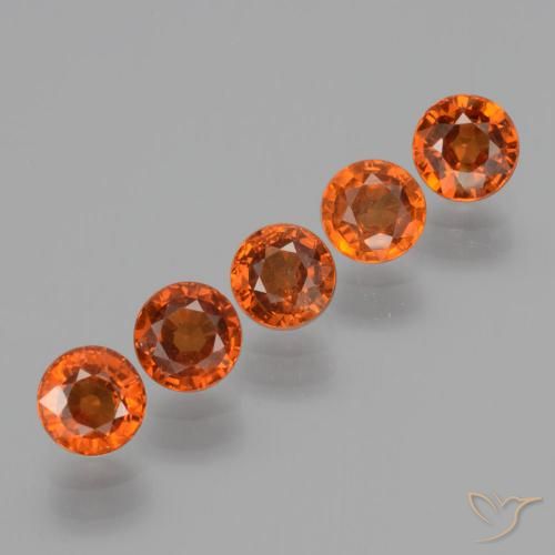 2.53 ctw Orange Spessartite Garnet Stones, Natural Spessartite Garnet in Round Facet Shape for Sale