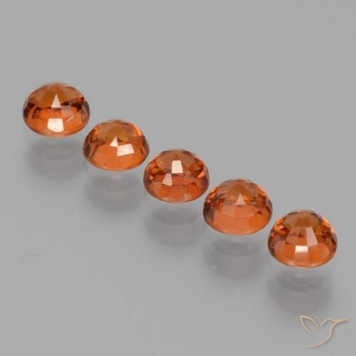 Spessartite Garnet Gemstones in 4.3 mm Size for Sale, Spessartite Garnet Stones in Fire Orange Color