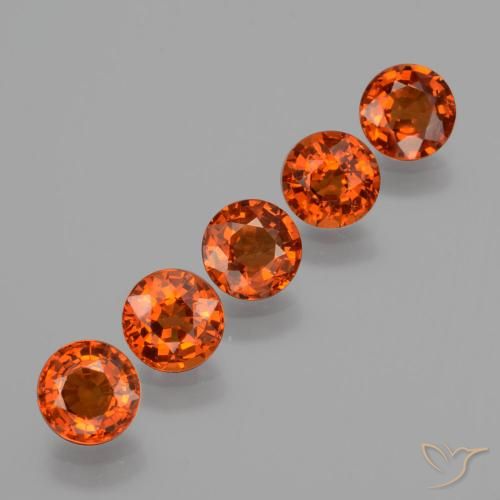 3.76 ctw Orange Spessartite Garnet Stones, Natural Spessartite Garnet in Round Facet Shape for Sale