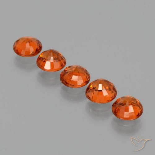 Spessartite Garnet Gemstones in 5 mm (calibrated) Size for Sale, Spessartite Garnet Stones in Amber Orange Color