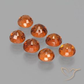 Spessartite Garnet Gemstones in 4.3 mm Size for Sale, Spessartite Garnet Stones in Medium Orange Color