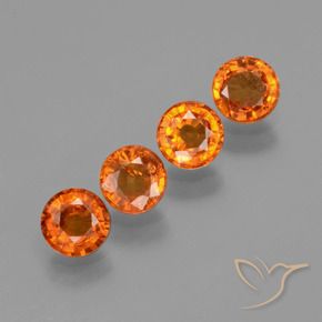 1.70 ctw Orange Spessartite Garnet Stones, Natural Spessartite Garnet in Round Facet Shape for Sale