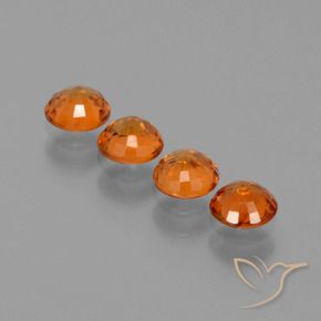 Spessartite Garnet Gemstones in 4.3 mm Size for Sale, Spessartite Garnet Stones in Bright Orange Color