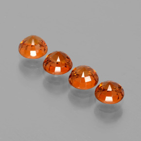 Spessartite Garnet Gemstones in 4.2 mm Size for Sale, Spessartite Garnet Stones in Medium Orange Color