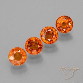 1.90 ctw Orange Spessartite Garnet Stones, Natural Spessartite Garnet in Round Facet Shape for Sale