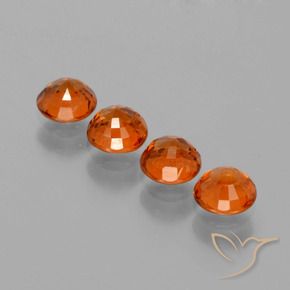 Spessartite Garnet Gemstones in 4.5 mm (calibrated) Size for Sale, Spessartite Garnet Stones in Medium Orange Color