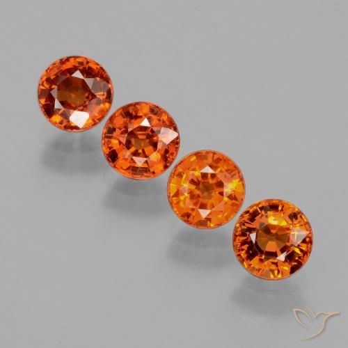 2.89 ctw Orange Spessartite Garnet Gemstones, Spessartite Garnet Gems in Round Facet Shape for Sale.