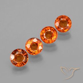 2.14 ctw Orange Spessartite Garnet Stones, Natural Spessartite Garnet in Round Facet Shape for Sale