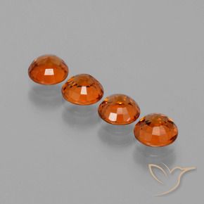 Spessartite Garnet Gemstones in 4.5 mm (calibrated) Size for Sale, Spessartite Garnet Stones in Amber Orange Color