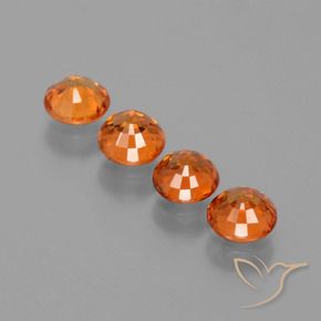 Spessartite Garnet Gemstones in 4.5 mm (calibrated) Size for Sale, Spessartite Garnet Stones in Medium Orange Color