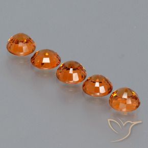 Spessartite Garnet Gemstones in 4.3 mm Size for Sale, Spessartite Garnet Stones in Medium Orange Color