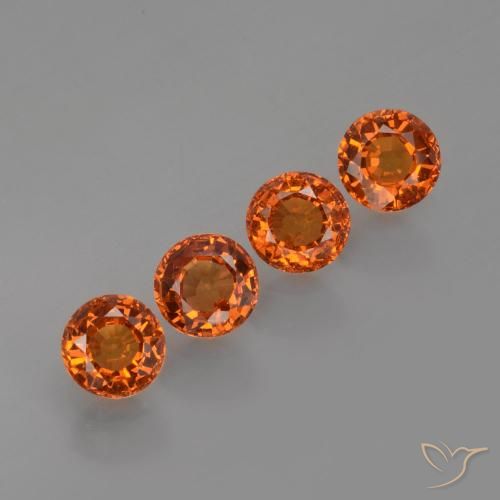 1.93 ctw Orange Spessartite Garnet Stones, Natural Spessartite Garnet in Round Facet Shape for Sale