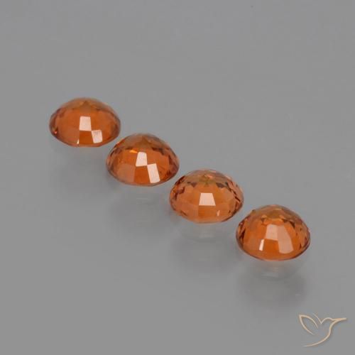 Spessartite Garnet Gemstones in 4.5 mm (calibrated) Size for Sale, Spessartite Garnet Stones in Fire Orange Color