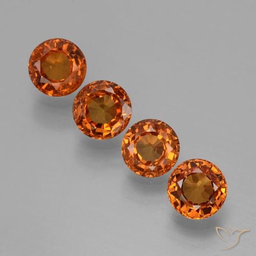 1.73 ctw Orange Spessartite Garnet Gemstones, Spessartite Garnet Gems in Round Facet Shape for Sale.