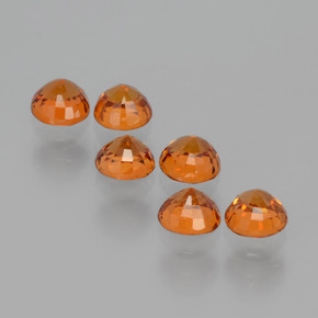 Spessartite Garnet Gemstones in 4 mm (calibrated) Size for Sale, Spessartite Garnet Stones in Medium Orange Color
