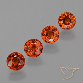 3.01 ctw Orange Spessartite Garnet Stones, Natural Spessartite Garnet in Round Facet Shape for Sale