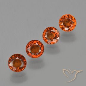 2.16 ctw Orange Spessartite Garnet Stones, Natural Spessartite Garnet in Round Facet Shape for Sale