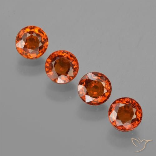 2.43 ct Orange Spessartite Garnet, 4.7 mm Round Cut From Mozambique, Photo A