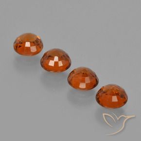 Spessartite Garnet Gemstones in 4.7 mm Size for Sale, Spessartite Garnet Stones in Dark Orange Color