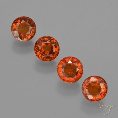 2.29 ctw Orange Spessartite Garnet Gemstones, Spessartite Garnet Gems in Round Facet Shape for Sale.
