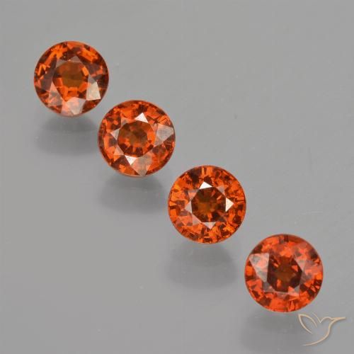2.68 ctw Orange Spessartite Garnet Gemstones, Spessartite Garnet Gems in Round Facet Shape for Sale.