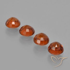Spessartite Garnet Gemstones in 4.8 mm Size for Sale, Spessartite Garnet Stones in Dark Orange Color