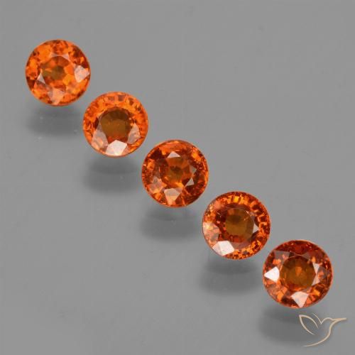2.85 ctw Orange Spessartite Garnet Gemstones, Spessartite Garnet Gems in Round Facet Shape for Sale.