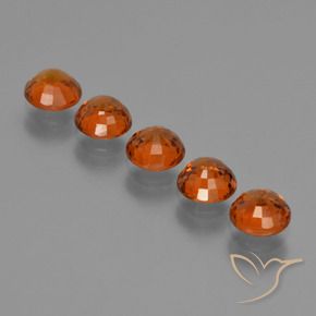 Spessartite Garnet Gemstones in 4.5 mm (calibrated) Size for Sale, Spessartite Garnet Stones in Dark Orange Color