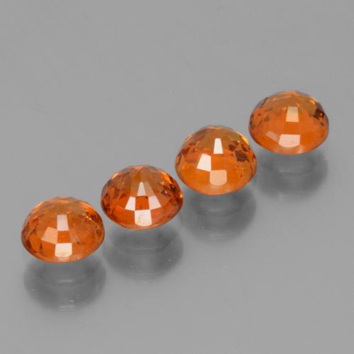 Spessartite Garnet Gemstones in 4.8 mm Size for Sale, Spessartite Garnet Stones in Amber Orange Color