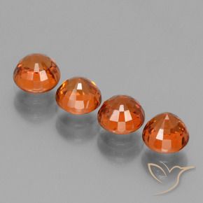 Spessartite Garnet Gemstones in 4.8 mm Size for Sale, Spessartite Garnet Stones in Reddish Orange Color
