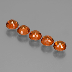 Spessartite Garnet Gemstones in 4.5 mm (calibrated) Size for Sale, Spessartite Garnet Stones in Medium Orange Color