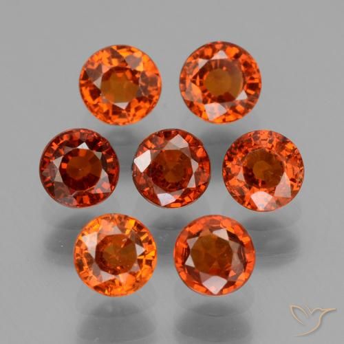 3.09 ctw Orange Spessartite Garnet Stones, Natural Spessartite Garnet in Round Facet Shape for Sale
