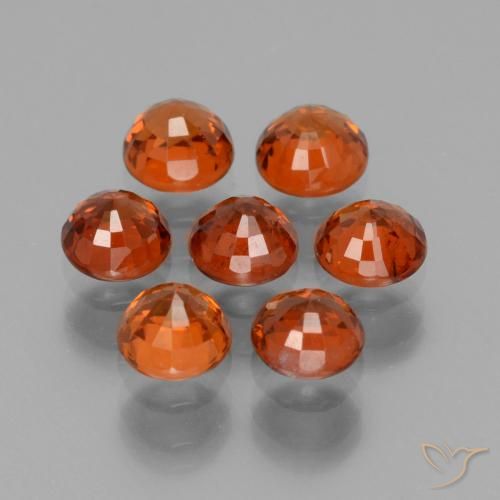 Spessartite Garnet Gemstones in 4 mm (calibrated) Size for Sale, Spessartite Garnet Stones in Medium Orange Color