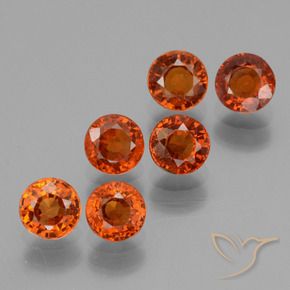 2.87 ctw Orange Spessartite Garnet Stones, Natural Spessartite Garnet in Round Facet Shape for Sale