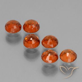 Spessartite Garnet Gemstones in 4.3 mm Size for Sale, Spessartite Garnet Stones in Medium Orange Color
