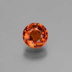 0.87 ct Orange Spessartite Garnet Gemstone, Spessartite Garnet Gem in Round Facet Shape for Sale.