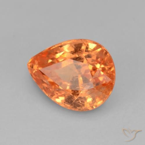 0.86 ct Orange Spessartite Garnet Stone, Natural Spessartite Garnet in Pear Facet Shape for Sale