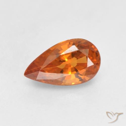 0.66 ct Orange Spessartite Garnet Gemstone, Spessartite Garnet Gem in Pear Facet Shape for Sale.