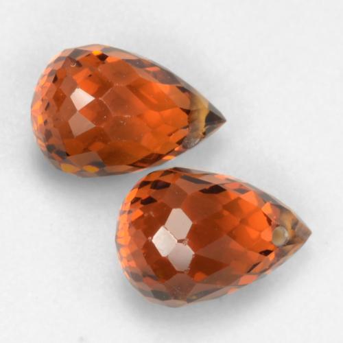Intense Red Granato spessartite Gem - 1.1ct Taglio briolette con foro (ID: 536844)