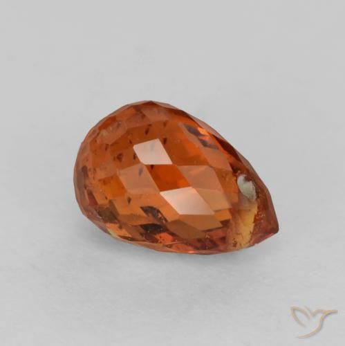 Grenat Spessartite Orange briolette with hole du Mozambique, 6,1mm, poids de 0,99 ct, pierre gemme naturelle Non traité de pureté VS, 1 pièce Grenat Spessartite, couleur Ambre orange, dureté Mohs de 6.5 à 7.5 convient aux bijoux de tous les jours, pierre de sagesse, Photo A