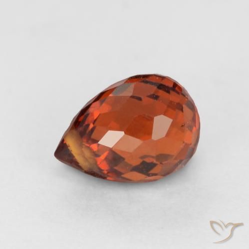 0.98 ct Red Spessartite Garnet Stone, Natural Spessartite Garnet in Briolette with Hole Shape for Sale