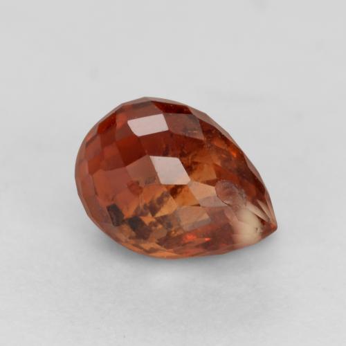 Grenat Spessartite Rouge briolette with hole 1,12 ct du Mozambique, dimension 6,1mm, pierre gemme naturelle Non traité, pureté vs-si, 1 pièce Grenat Spessartite de couleur Rouge orangé foncé, dureté Mohs de 6.5 à 7.5 convient aux bijoux de tous les jours, pierre de sagesse, Photo A